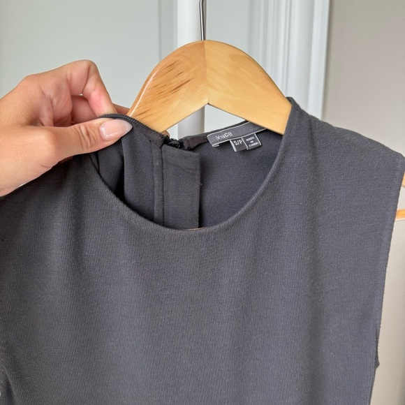 Vince Charcoal Grey Sleeveless Midi Sheath Dress - Picture 6 of 9